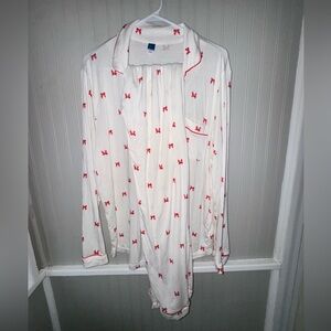 Old Navy White Pajama Set with Red Accents